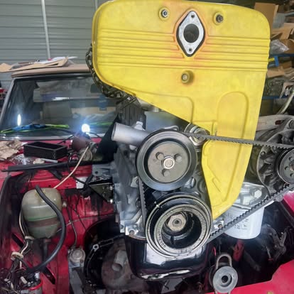 Fiat twin-cam engine in the engine bay