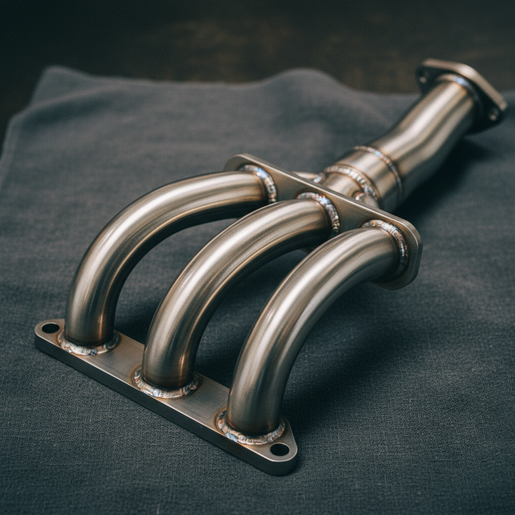 Stainless 4-into-1 tubular exhaust header for a Fiat twin-cam